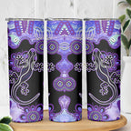 Australia Opal Skinny Tumbler Aussie Lizard With Aboriginal Art - Purple