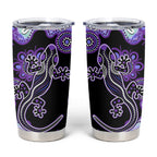 Australia Opal Tumbler Cup Aussie Lizard With Aboriginal Art - Purple