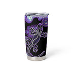 Australia Opal Tumbler Cup Aussie Lizard With Aboriginal Art - Purple