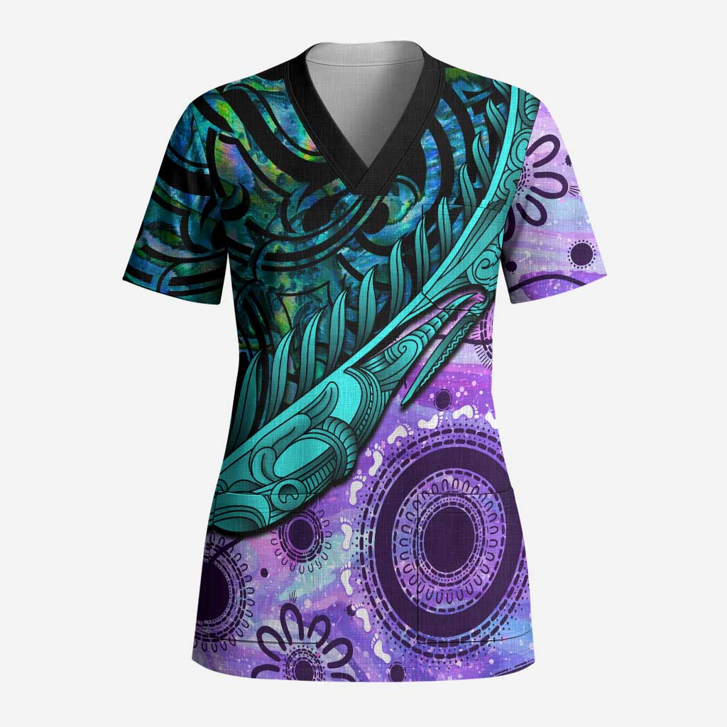 New Zealand Paua Shell With Australia Opal Unique Combine Scrub Top - Aussie Hoodie