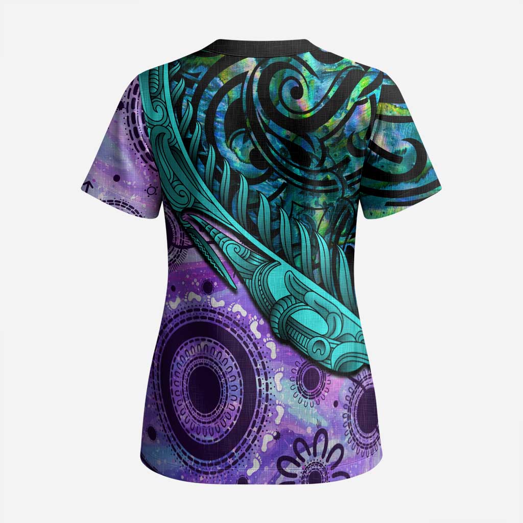 New Zealand Paua Shell With Australia Opal Unique Combine Scrub Top - Aussie Hoodie