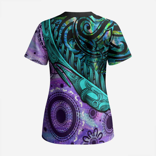 New Zealand Paua Shell With Australia Opal Unique Combine Scrub Top - Aussie Hoodie