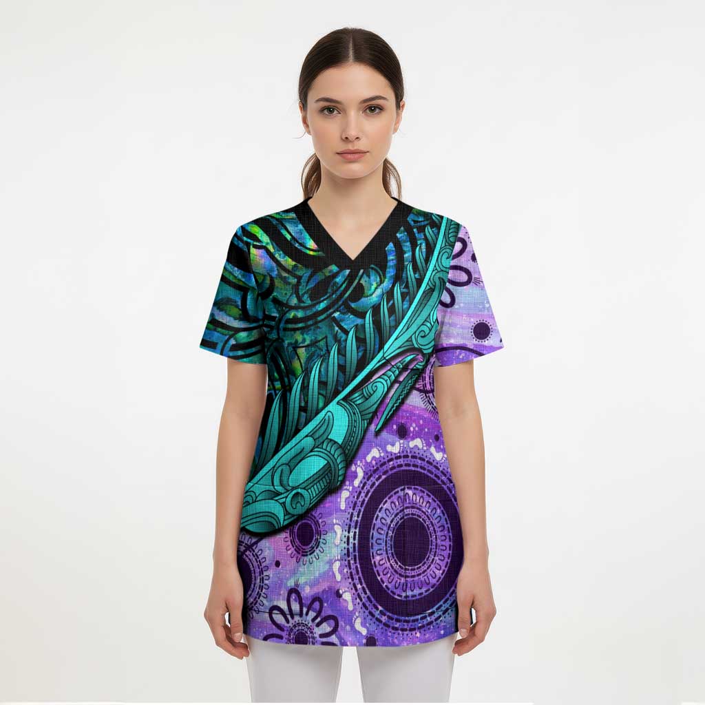 New Zealand Paua Shell With Australia Opal Unique Combine Scrub Top - Aussie Hoodie