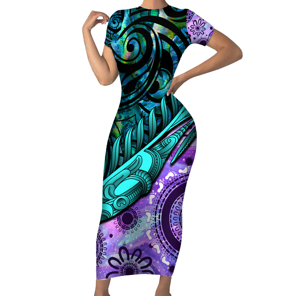 new-zealand-paua-shell-with-australia-opal-unique-combine-short-sleeve-bodycon-dress