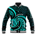 Turquoise New Zealand Mangopare Baseball Jacket Aotearoa Maori Koru Style
