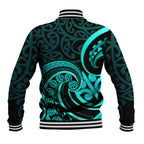 Turquoise New Zealand Mangopare Baseball Jacket Aotearoa Maori Koru Style