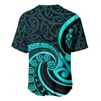 Turquoise New Zealand Mangopare Baseball Jersey Aotearoa Maori Koru Style