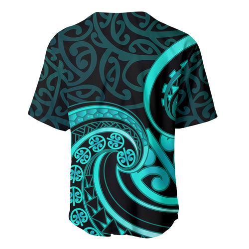 Turquoise New Zealand Mangopare Baseball Jersey Aotearoa Maori Koru Style