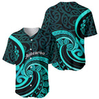 Turquoise New Zealand Mangopare Baseball Jersey Aotearoa Maori Koru Style