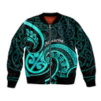 Turquoise New Zealand Mangopare Bomber Jacket Aotearoa Maori Koru Style
