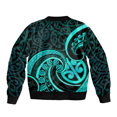 Turquoise New Zealand Mangopare Bomber Jacket Aotearoa Maori Koru Style