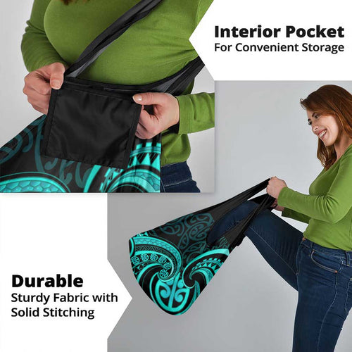 Turquoise New Zealand Mangopare Grocery Bag Aotearoa Maori Koru Style