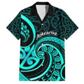 Turquoise New Zealand Mangopare Hawaiian Shirt Aotearoa Maori Koru Style