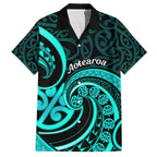 Turquoise New Zealand Mangopare Hawaiian Shirt Aotearoa Maori Koru Style