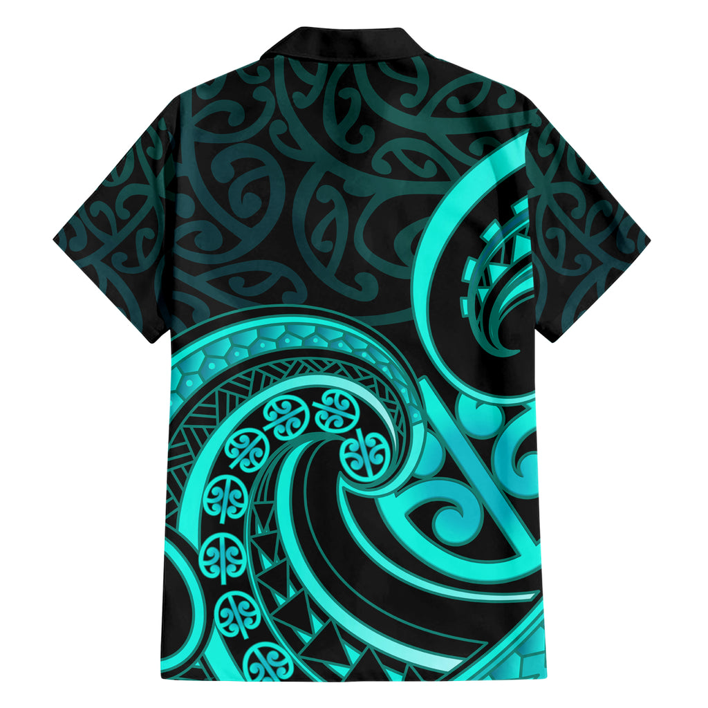 Turquoise New Zealand Mangopare Hawaiian Shirt Aotearoa Maori Koru Style