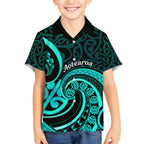 Turquoise New Zealand Mangopare Hawaiian Shirt Aotearoa Maori Koru Style