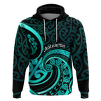Turquoise New Zealand Mangopare Hoodie Aotearoa Maori Koru Style