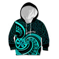 Turquoise New Zealand Mangopare Kid Hoodie Aotearoa Maori Koru Style