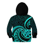Turquoise New Zealand Mangopare Kid Hoodie Aotearoa Maori Koru Style