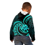 Turquoise New Zealand Mangopare Kid Hoodie Aotearoa Maori Koru Style