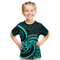 Turquoise New Zealand Mangopare Kid T Shirt Aotearoa Maori Koru Style
