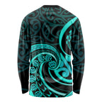 Turquoise New Zealand Mangopare Long Sleeve Shirt Aotearoa Maori Koru Style