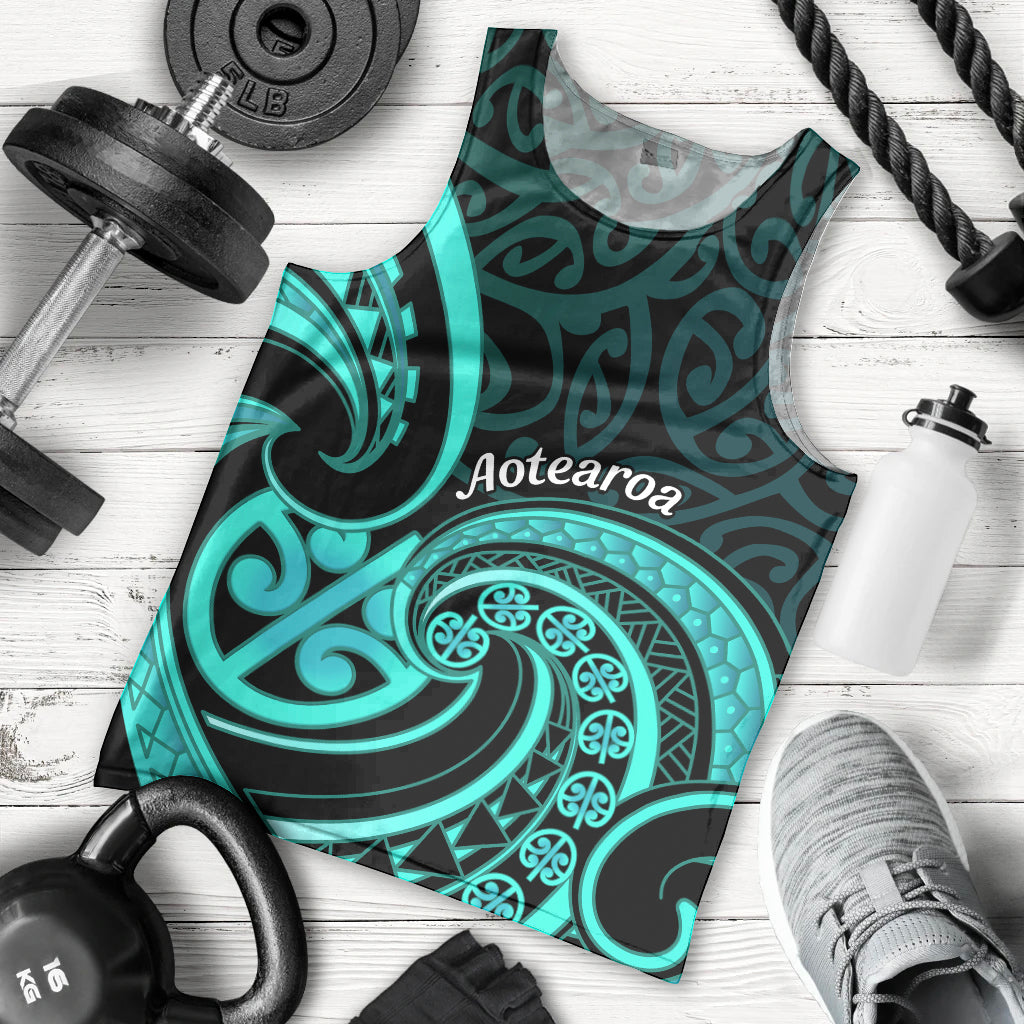 Turquoise New Zealand Mangopare Men Tank Top Aotearoa Maori Koru Style