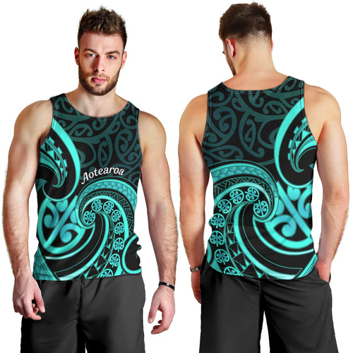 Turquoise New Zealand Mangopare Men Tank Top Aotearoa Maori Koru Style