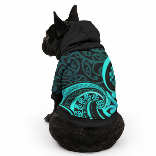 Turquoise New Zealand Mangopare Pet Hoodie Aotearoa Maori Koru Style