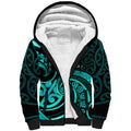 Turquoise New Zealand Mangopare Sherpa Hoodie Aotearoa Maori Koru Style