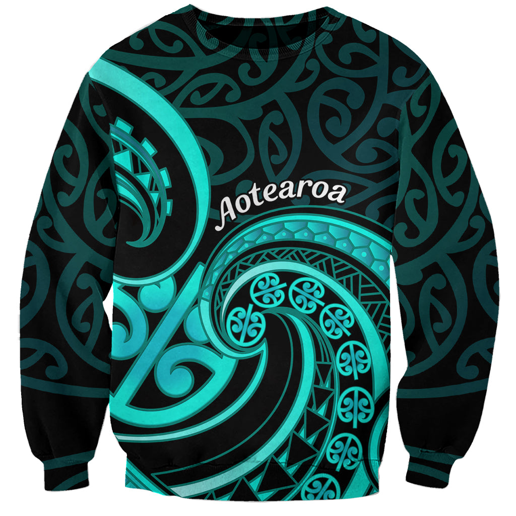 Turquoise New Zealand Mangopare Sweatshirt Aotearoa Maori Koru Style