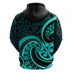 Turquoise New Zealand Mangopare Zip Hoodie Aotearoa Maori Koru Style