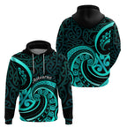 Turquoise New Zealand Mangopare Zip Hoodie Aotearoa Maori Koru Style