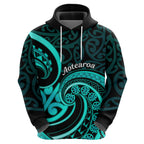 Turquoise New Zealand Mangopare Zip Hoodie Aotearoa Maori Koru Style