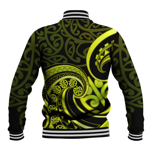 Lime Green New Zealand Mangopare Baseball Jacket Aotearoa Maori Koru Style