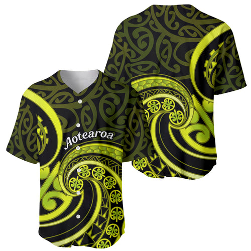 Lime Green New Zealand Mangopare Baseball Jersey Aotearoa Maori Koru Style