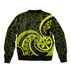 Lime Green New Zealand Mangopare Bomber Jacket Aotearoa Maori Koru Style