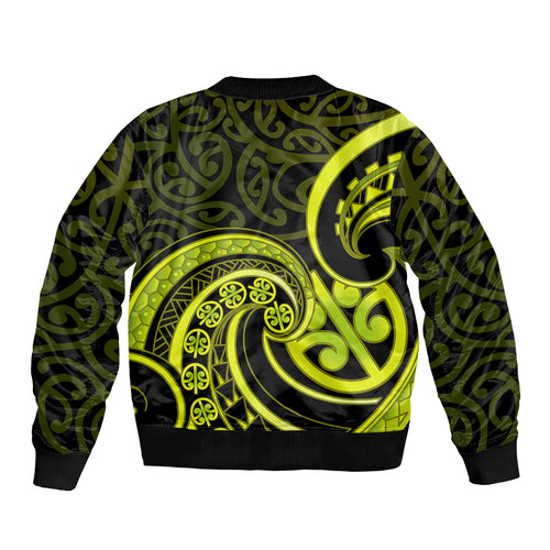 Lime Green New Zealand Mangopare Bomber Jacket Aotearoa Maori Koru Style