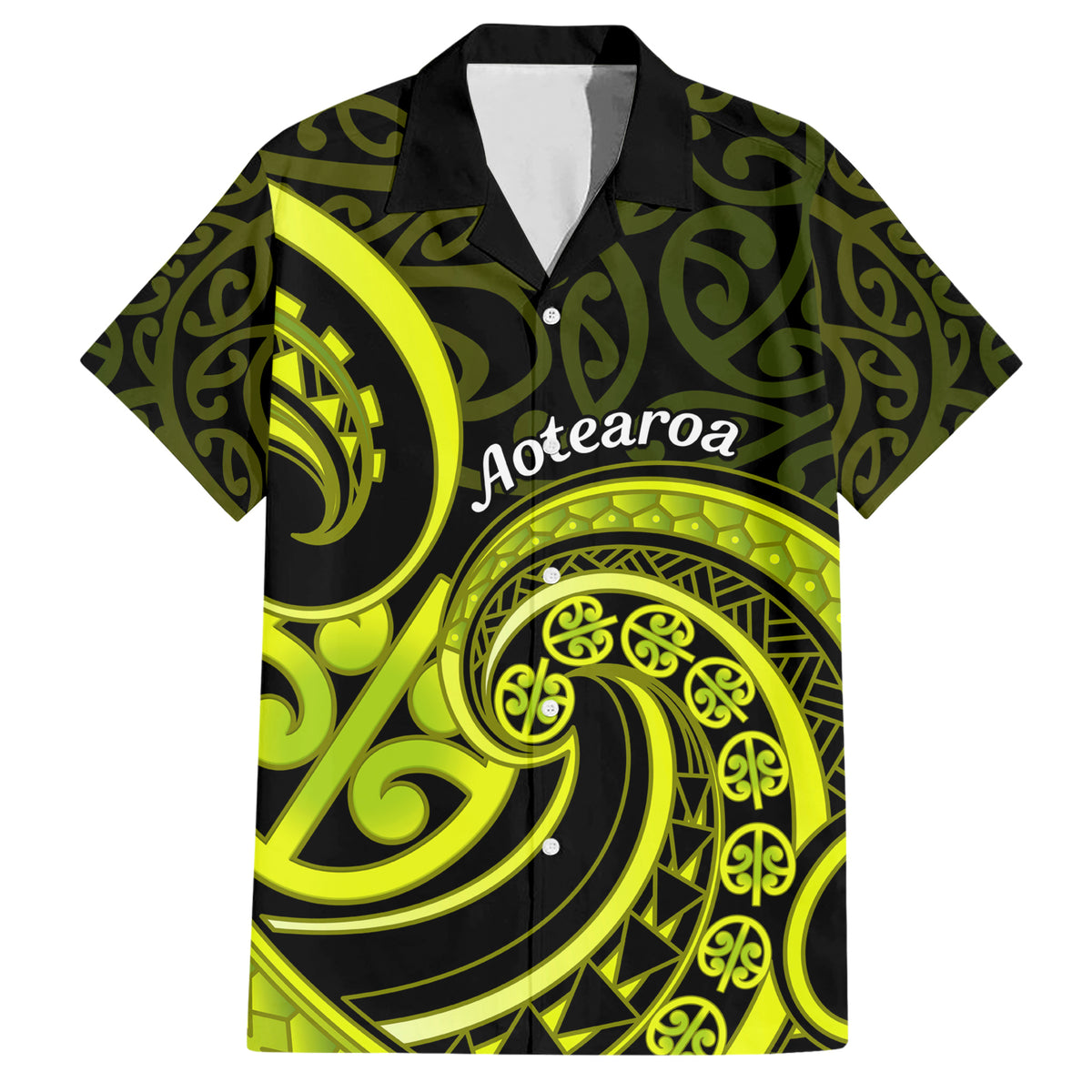 Lime Green New Zealand Mangopare Hawaiian Shirt Aotearoa Maori Koru Style