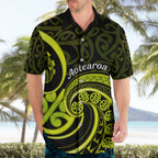 Lime Green New Zealand Mangopare Hawaiian Shirt Aotearoa Maori Koru Style
