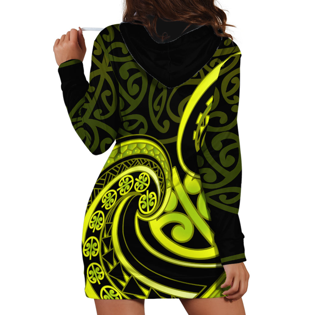 Lime Green New Zealand Mangopare Hoodie Dress Aotearoa Maori Koru Style
