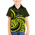Lime Green New Zealand Mangopare Kid Hawaiian Shirt Aotearoa Maori Koru Style