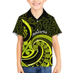 Lime Green New Zealand Mangopare Kid Hawaiian Shirt Aotearoa Maori Koru Style