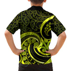 Lime Green New Zealand Mangopare Kid Hawaiian Shirt Aotearoa Maori Koru Style
