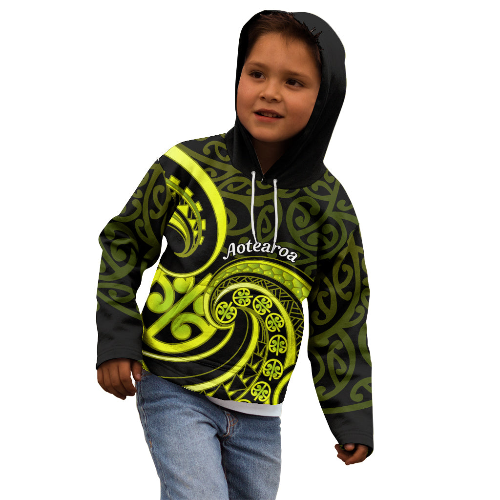 Lime Green New Zealand Mangopare Kid Hoodie Aotearoa Maori Koru Style