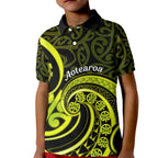 Lime Green New Zealand Mangopare Kid Polo Shirt Aotearoa Maori Koru Style