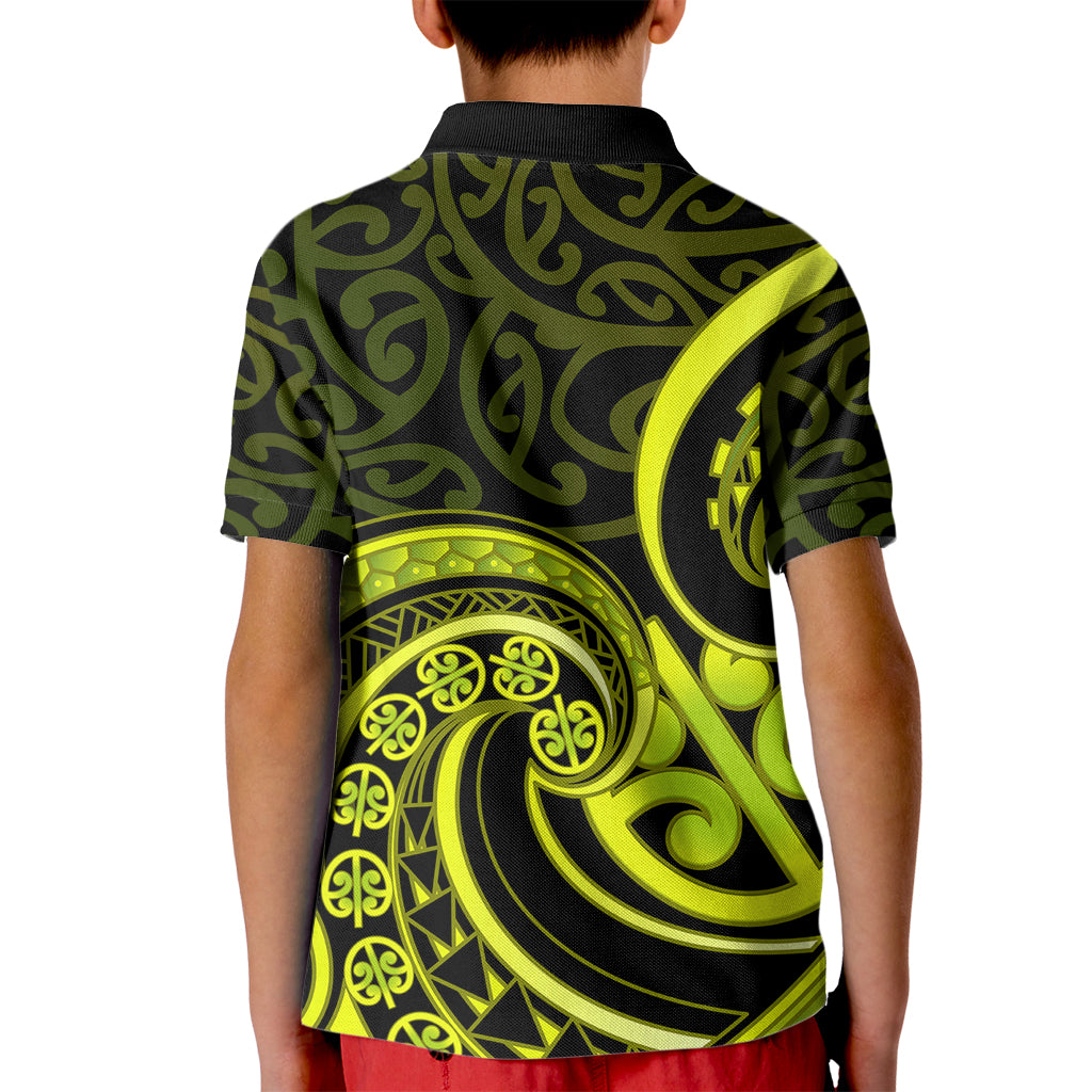 Lime Green New Zealand Mangopare Kid Polo Shirt Aotearoa Maori Koru Style
