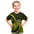 Lime Green New Zealand Mangopare Kid T Shirt Aotearoa Maori Koru Style