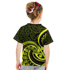 Lime Green New Zealand Mangopare Kid T Shirt Aotearoa Maori Koru Style