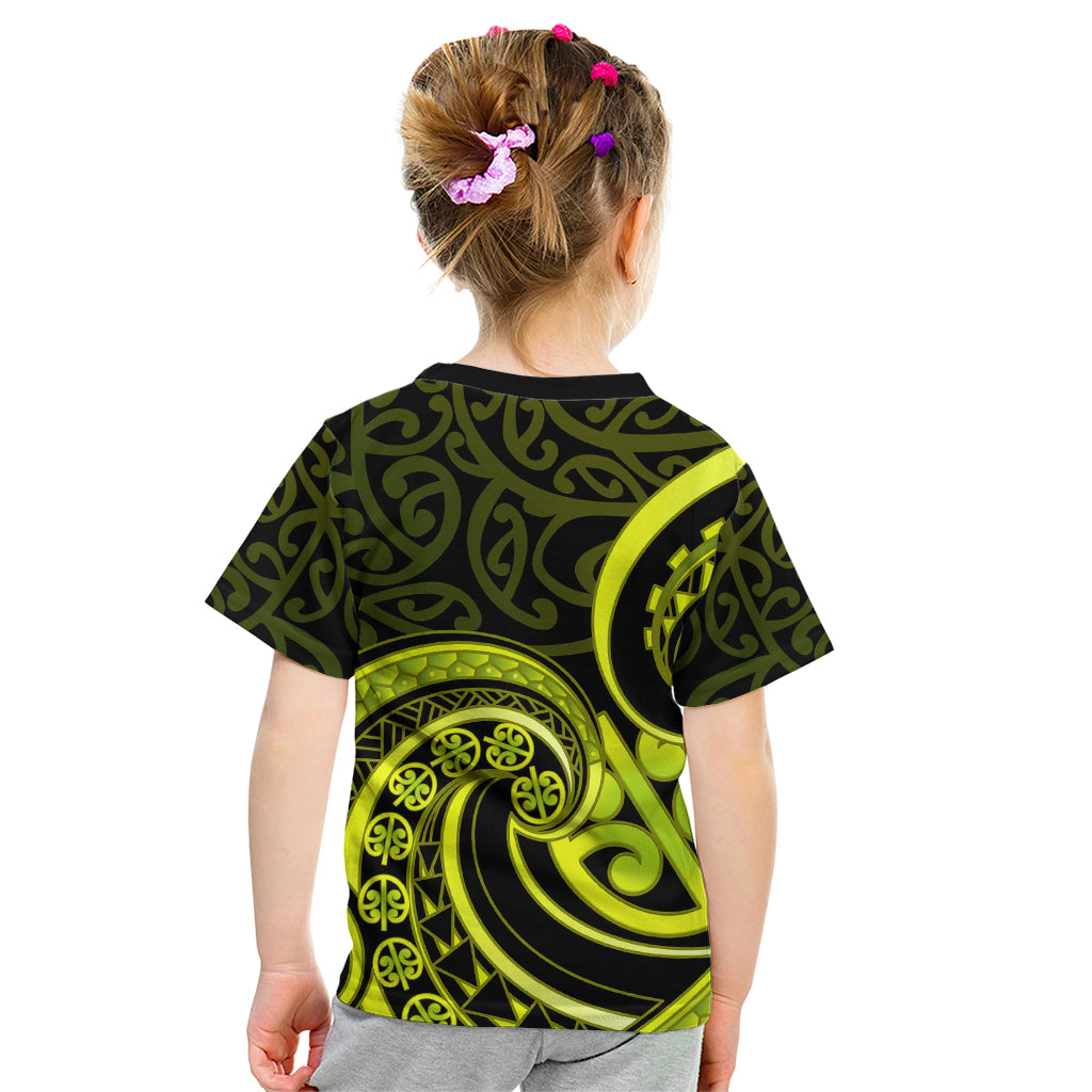 Lime Green New Zealand Mangopare Kid T Shirt Aotearoa Maori Koru Style
